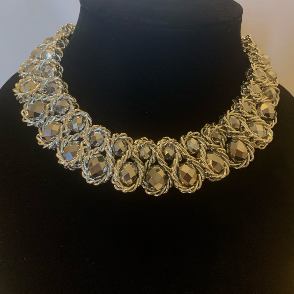 Silver Tone AB Glass Necklace